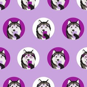 malamute selfie fabric - dog fabric, cellphone, selfie