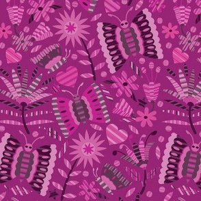 Otomi Butterflies-Pinks & Burgundy