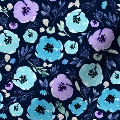 Primrose Garden - Blue Purple - NavyBlue