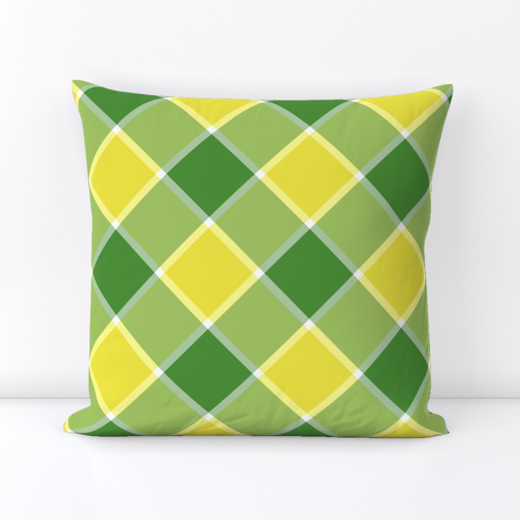 Jacobite coat check, 6" diagonal, yellow and green