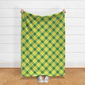 Jacobite coat check, 6" diagonal, yellow and green