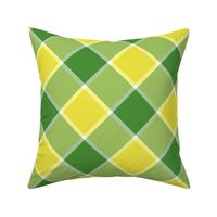 Jacobite coat check, 6" diagonal, yellow and green