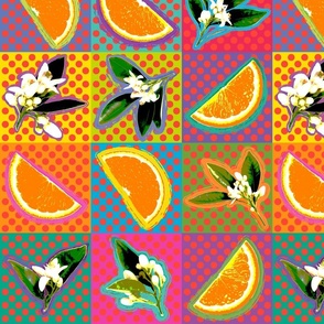 Pop Art Oranges & Blossoms