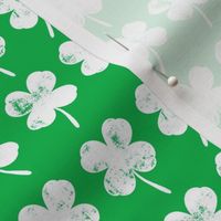 four leaf clovers - white on green - LAD19
