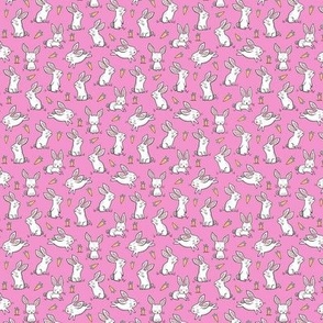 Bunnies Rabbits & Carrots On Pink Tiny Small 0,75 inch