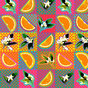 Pop Art Oranges & Blossoms-Med