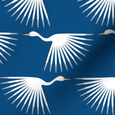 Art Deco Cranes - Classic Blue