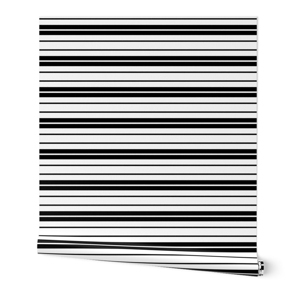 Double Thick and Thin Black and White Stripes