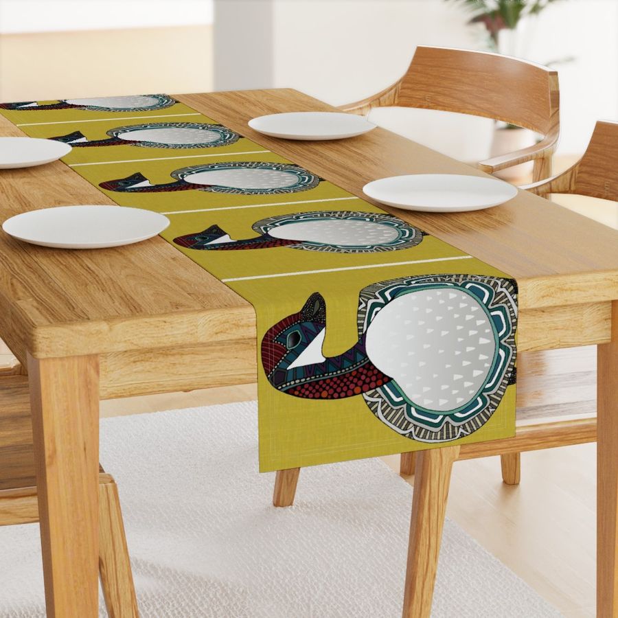 goose ochre tea towel