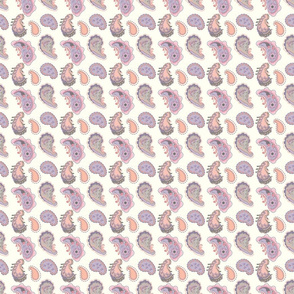 Paisley coral purple taupe white