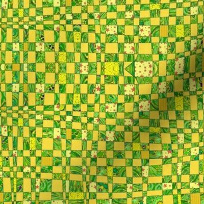crazy checkerboard - yellow and lime
