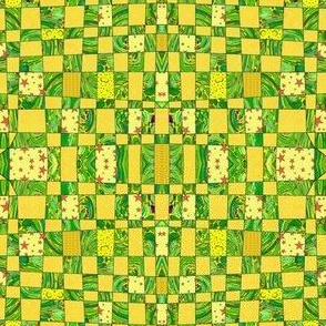 crazy checkerboard - yellow and lime