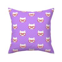 cats with heart shaped glasses - cute valentines day kitty - purple - LAD19