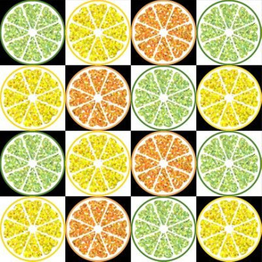 Citrus Slice Checkerboard Black Paducaru