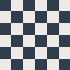 One Inch Naval Blue and Snowbound Checkerboard Squares