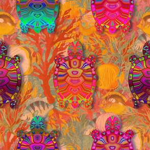 small chameleon psychedelic rainbow tortoise turtle orange FLWRHT