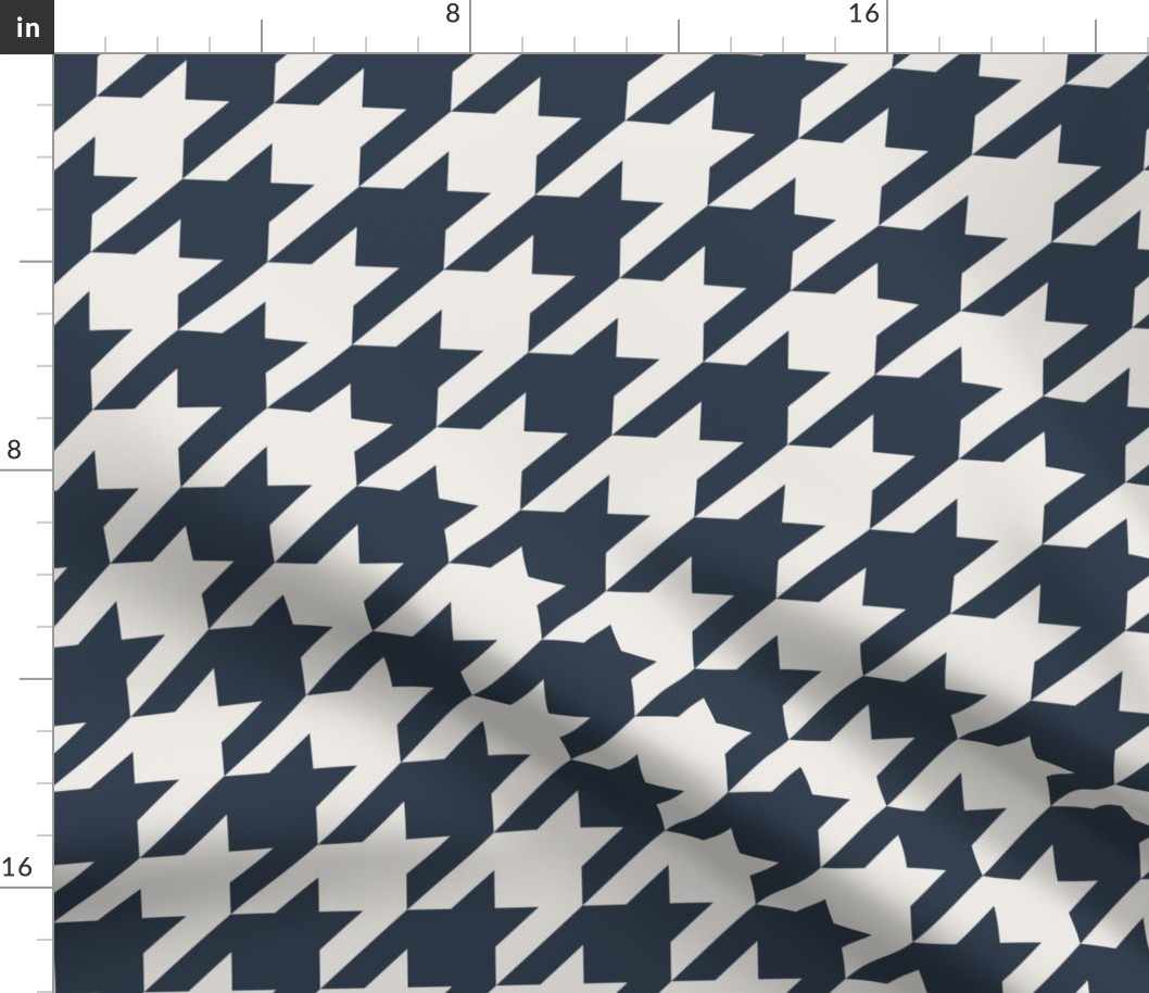 Three Inch Naval Blue and Snowbound Houndstooth Check