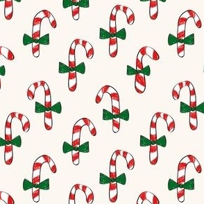 Candy Cane Half-Drop with green bow ties