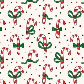 Candy Cane Half-Drop with green ribbons and confetti