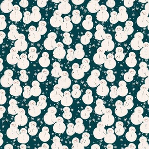 Little Tumbling Snowmen in  teal