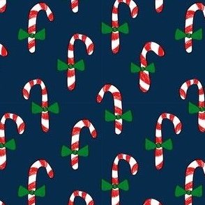 Candy Cane Half-Drop with green bow ties navy