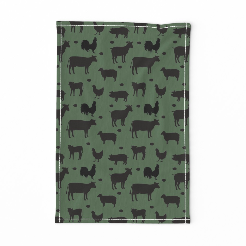 Farm Animals Black Dk Green Med