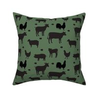 Farm Animals Black Dk Green Med