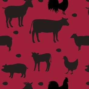 Farm Animals Black Red Med