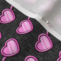 Heart Shaped Glasses - valentines day - pink on dark grey - LAD19