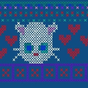 Fair Isle Cat on classic blue