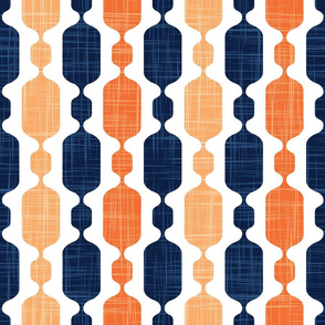 Normal scale // Meowsome 70s columns (coordenate) // peach yellow orange and navy blue with linen texture