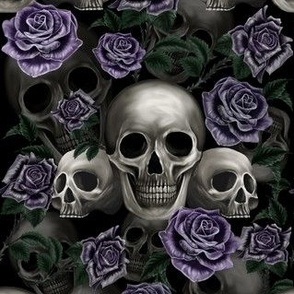 Skull and metalic roses