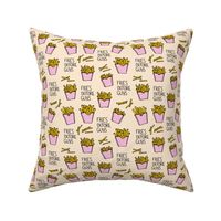 Fries before guys female friendship illustration pop art food design yellow pink girls