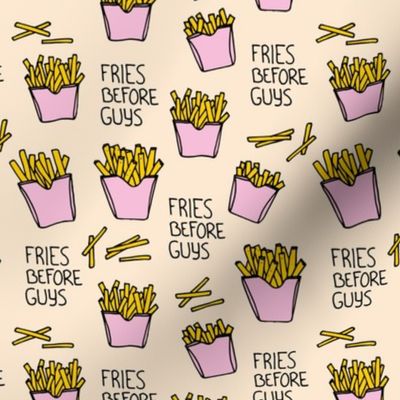 Fries before guys female friendship illustration pop art food design yellow pink girls