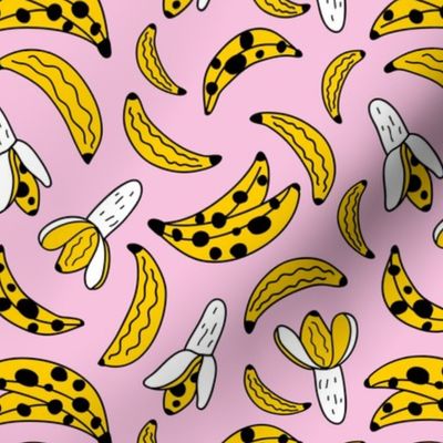Bright pop art style banana food snack sugar rush pink yellow girls