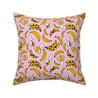 Bright pop art style banana food snack sugar rush pink yellow girls