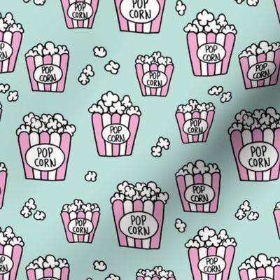 Pastel popcorn snack time pop art illustration food design mint pink