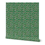 goat floral fabric - goat floral, farm floral, farm animals floral, toggenburg goat, toggenburg goat fabric, goat breeds - green