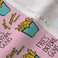 Fries before guys female friendship illustration pop art food design yellow mint pink girls