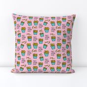 Fries before guys female friendship illustration pop art food design yellow mint pink girls