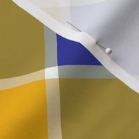 Jacobite coat check, 6" diagonal, yellow and royal blue