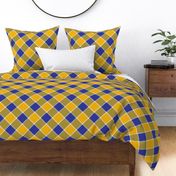 Jacobite coat check, 6" diagonal, yellow and royal blue