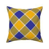 Jacobite coat check, 6" diagonal, yellow and royal blue