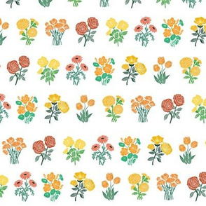 wildflower chart - wildflowers, floral wallpaper, woodcut wallpaper, linocut wallpaper, wildflower paper -  vintage yellows