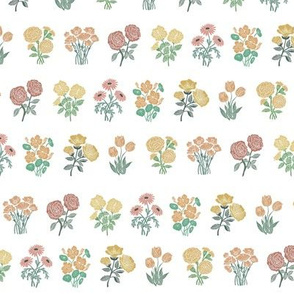 wildflower chart - wildflowers, floral wallpaper, woodcut wallpaper, linocut wallpaper, wildflower paper -  muted