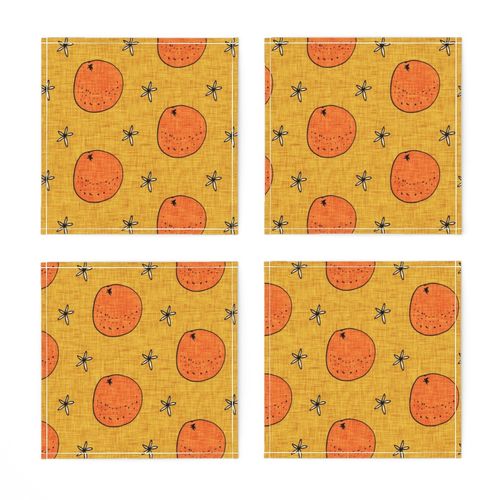 Orange Yellow - Mid Century - Retro Fruits