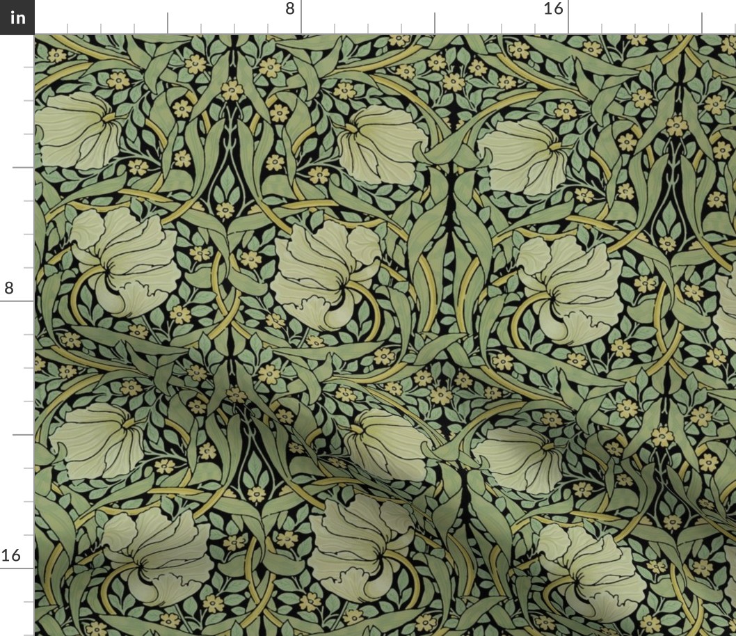 William Morris ~ Antiqued Pimpernel~ Original on Black 