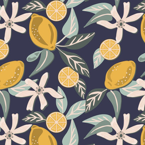 Citrus and Mint on Navy 