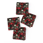 Skulls and red roses