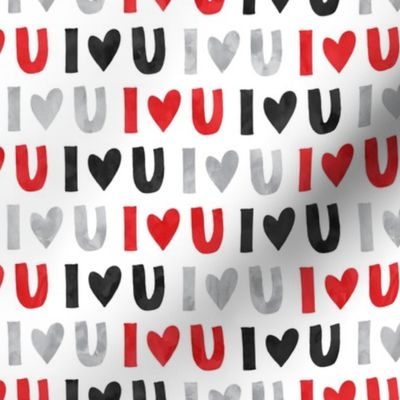 (small scale) I love you - multi - valentines love - red black grey - LAD19BS